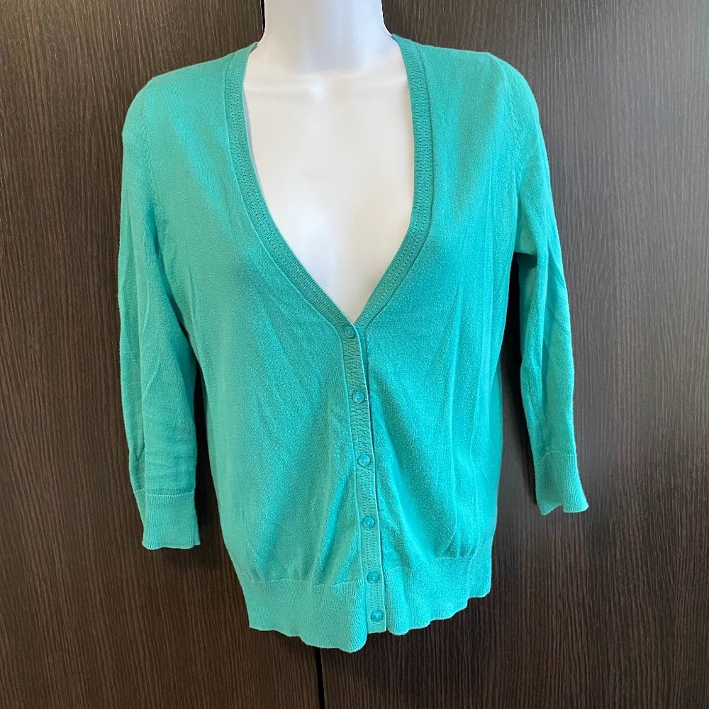 LOFT Turquoise V-Neck Cardigan